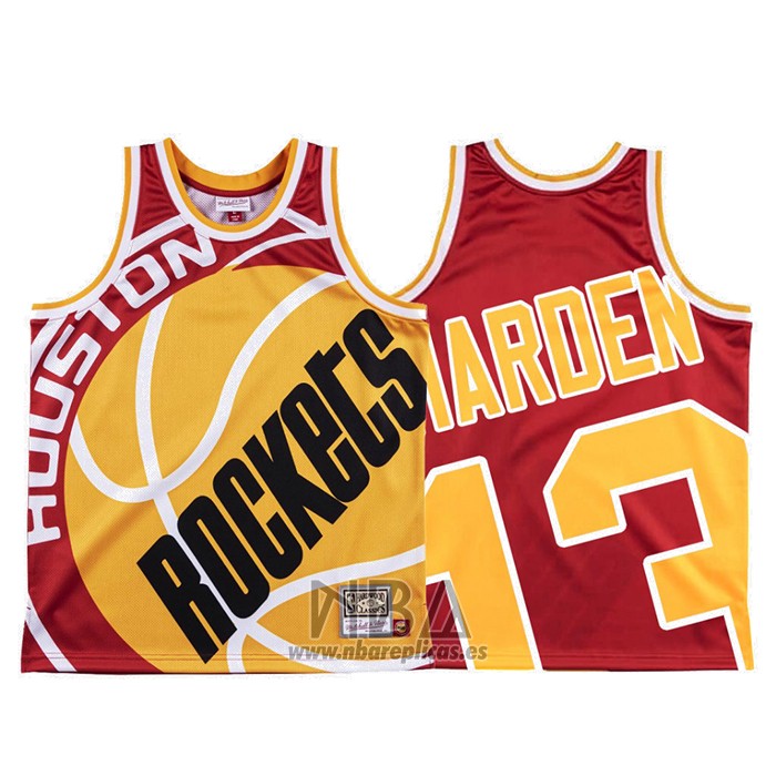 Camiseta Houston Rockets James Harden NO 43 Mitchell & Ness Big Face Rojo